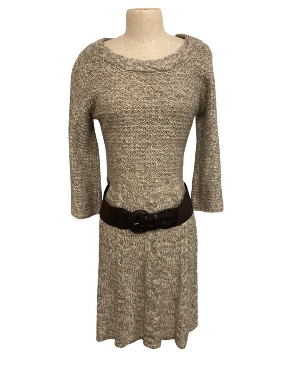 Style and Co. Womens Knit Sweater Dress With Belt Medium